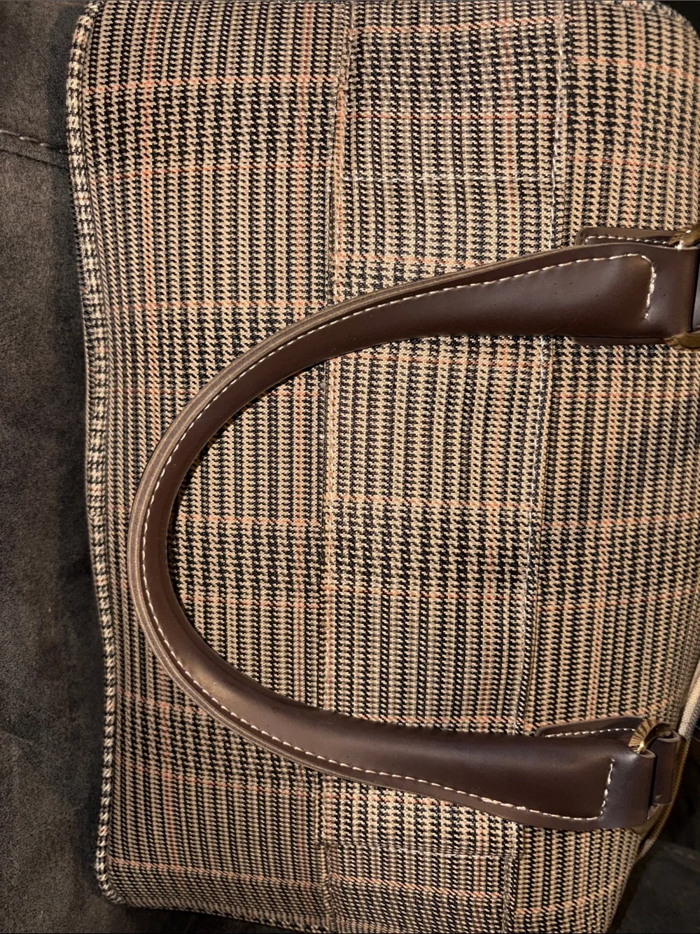 London Fog Brown & Tan Plaid Travel Carry Bag